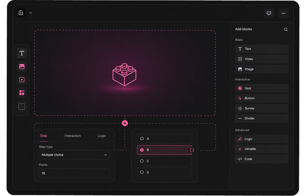A no-code builder for
digital lessons